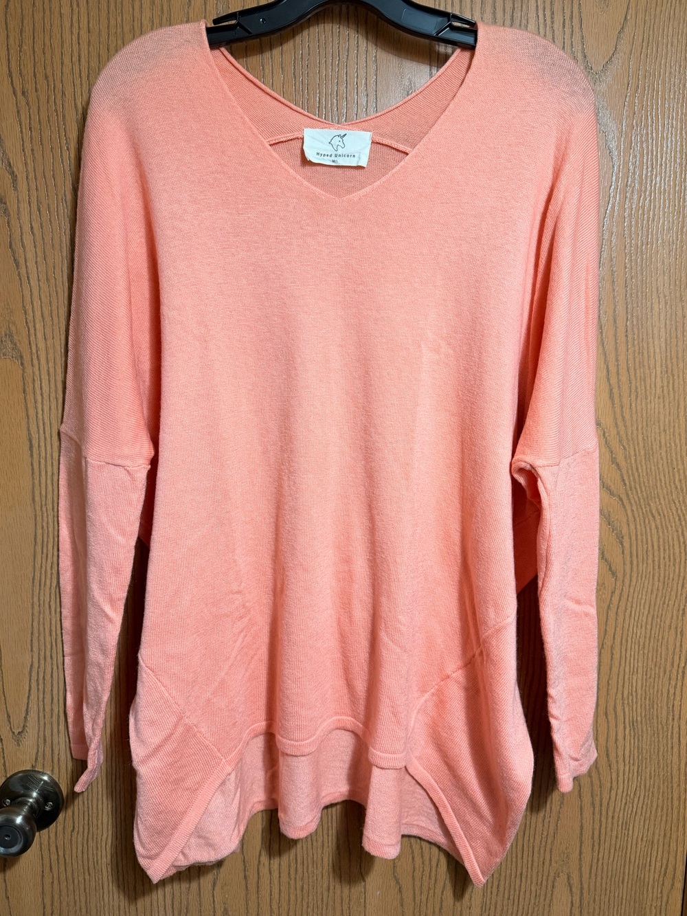 EUC Hyped Unicorn Cozy Scoop Neck Sweater in Coral
